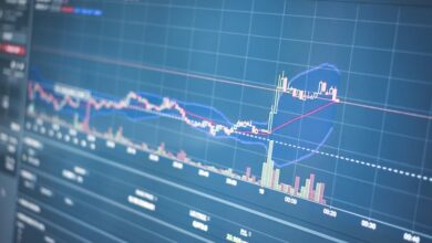 Gráfico digital de mercado financeiro representando análise de investimentos e market timing